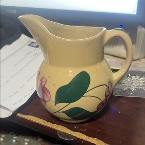 Vintage WATT pottery cherry pattern milk pitcher